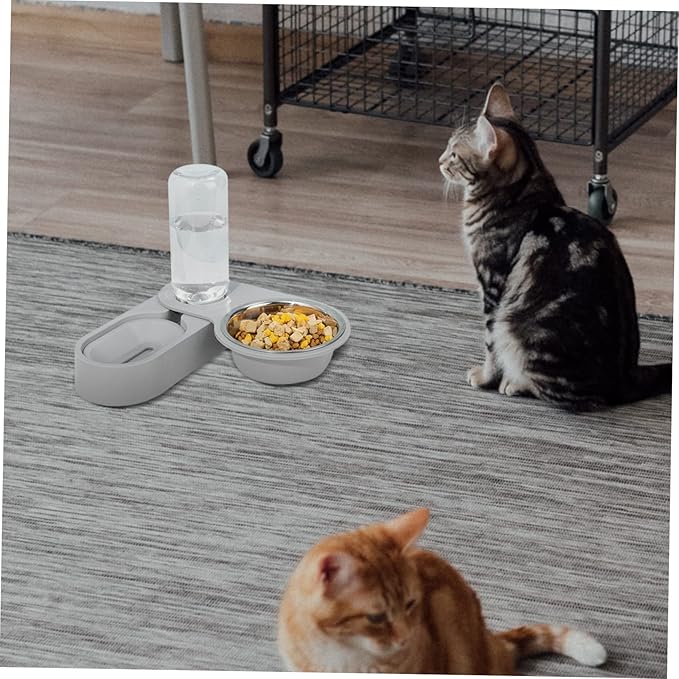 Pet Feeder with Stainless Steel Bowls Rotating Corner Design Automatic Water Dispenser for Dogs and Cats Easy to Clean and Practical Pet Feeding