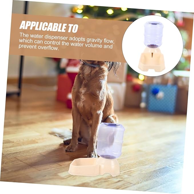 Automatic Pet Water Dispenser Feeder for Cats and Dogs No Leak Design Lightweight Durable for Home Use Beige Color