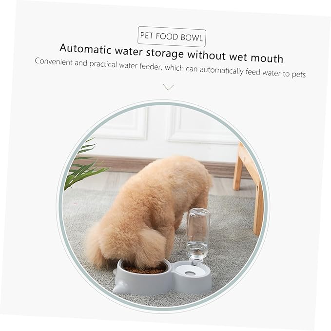 VANZACK Automatic Pet Feeder Bowl Double Dog Bowls with Water Dispenser Durable Design for Pets Convenient Pet Supplies Grey