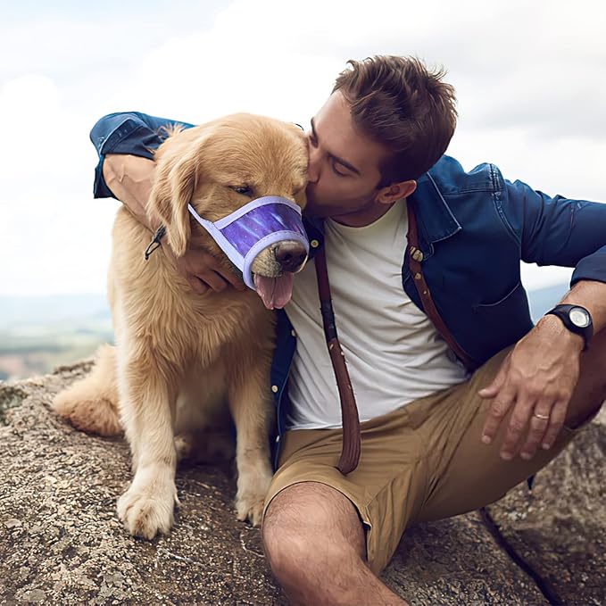 HEELE Dog Muzzle,Soft Nylon Muzzle Anti Biting Barking Chewing,Air Mesh Breathable Drinkable Adjustable Loop Pets Muzzle for Small Medium Large Dogs 4 Colors 4 Sizes (P-Meteor Purple, S)