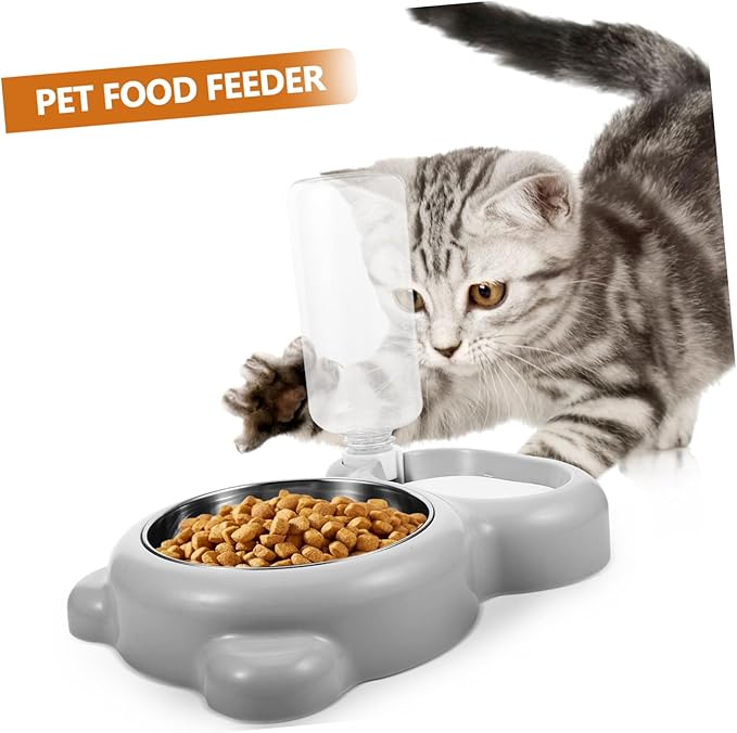 SUPVOX Automatic Cat Feeder and Water Dispenser Dual Functionality Cat Bowl Neck Protection Elegant Design for Home and Pet Shops