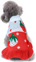 CHBORCHICEN Pet Dog Sweaters Classic Knitwear Turtleneck Winter Warm Puppy Clothing Cute Strawberry and Heart Doggie Sweater (M, Dress-Red1)