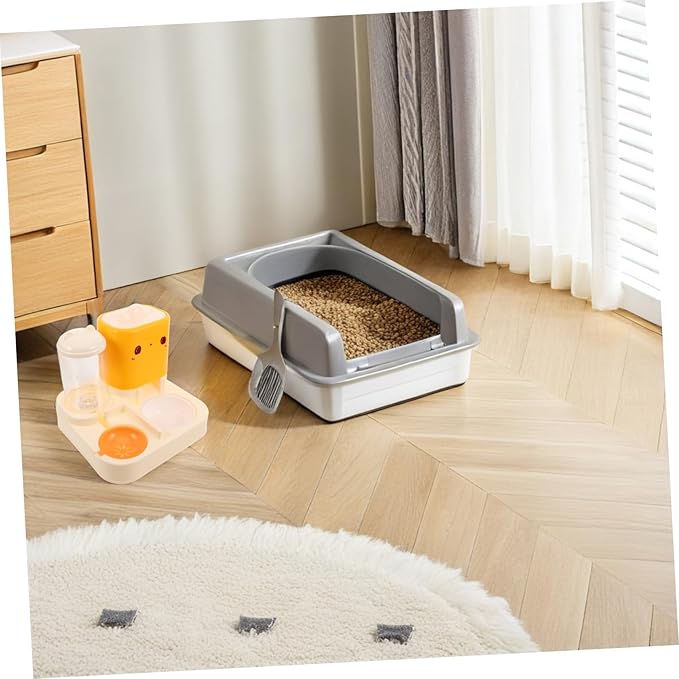 POPETPOP Automatic Double Pet Feeder Integrated Water Dish Space-Saving Design for Cats and Dogs Stable Non- Base for Feeding Easy to Materials