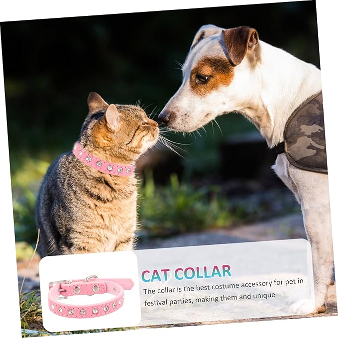 BESPORTBLE Adjustable Rhinestone Pet Dog Collar Pu Leather Neck Accessory for Cats and Dogs for Daily Wear Parties and Special Occasions