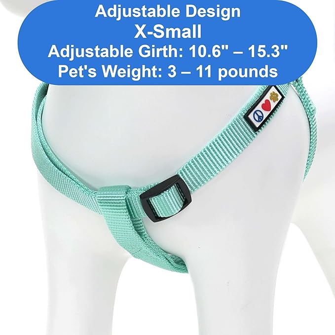 Pawtitas Solid Step-in Dog Harness – Adjustable No-Pull Vest for Puppies to Seniors, Safe & Comfortable XS Turquoise