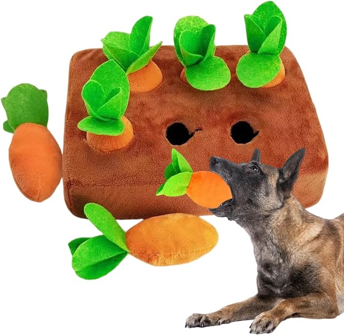Plush Carrot Toy For Dogs | Carrot Toy For Puppy Sniffing | Interactive Puzzle Game For Puppies, For Training Exercise Enrichment Indoor Outdoor