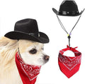 Dog Cowboy Hat and Bandana Scarf Dog Cat Sombrero Puppy Hat Dog Cat Costume Cosplay Cap Puppy Pet Dog Cat Holiday Pet Party Decoration (Black)