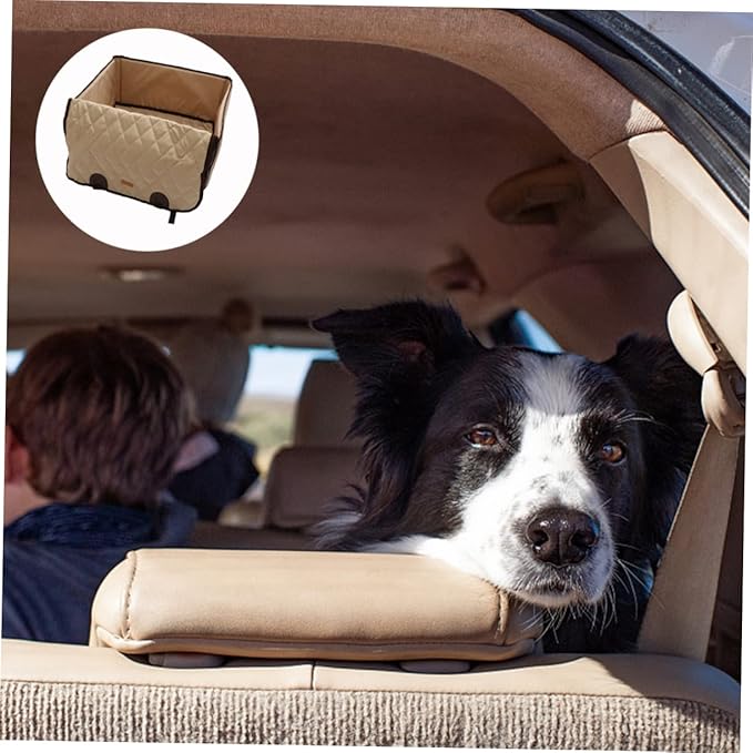 Angoily Dog Car Seat Cushion Pet Front Seat Mat for Car and Home Use Beige Color Easy to and Store