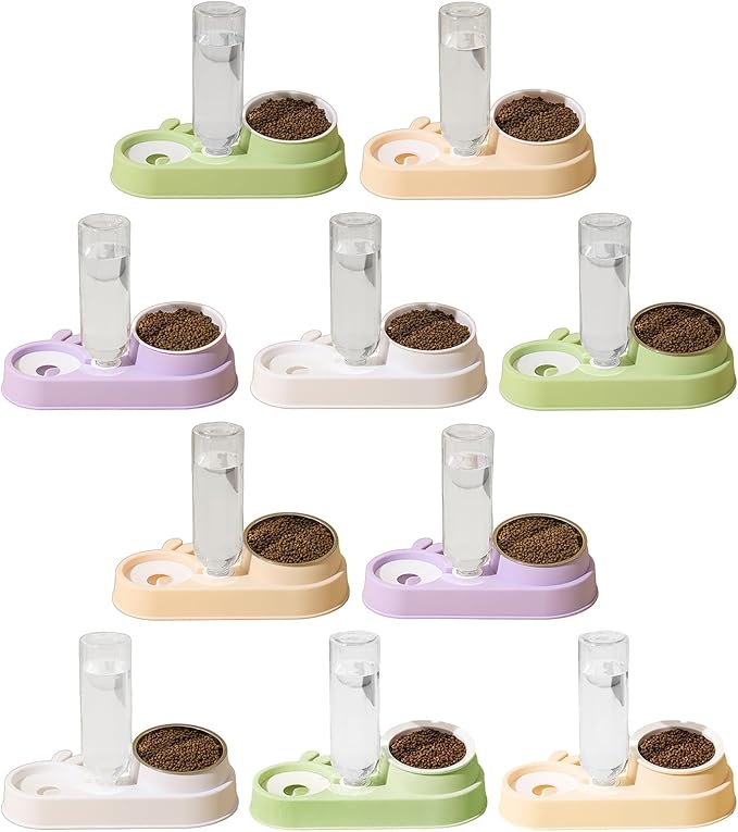 2 in 1 Pet Food Feeders with Automatic Water Bottle Bowl Double Bowl Pet Food and Water Dispenser Set
