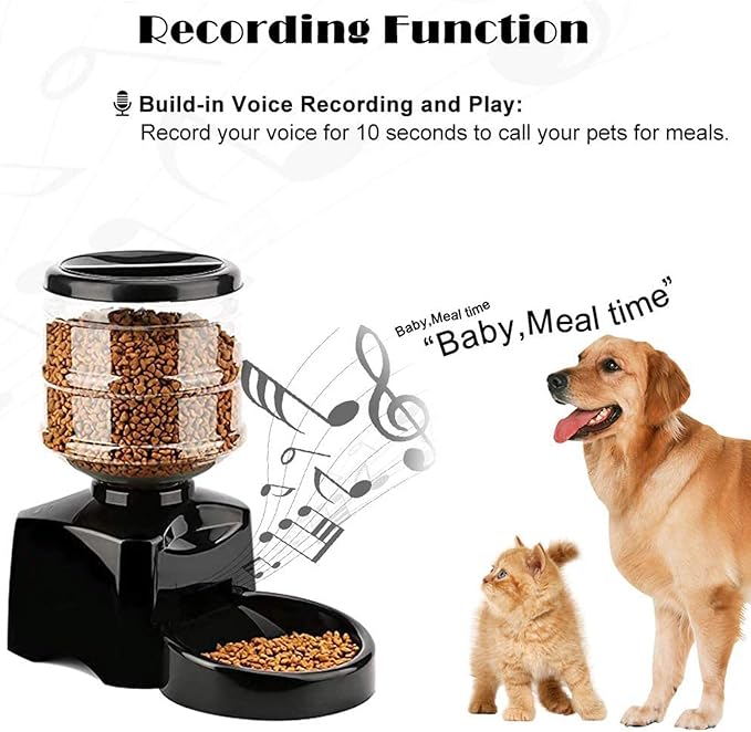 Pet Feeder for Cats and Dogs - Automatic Dry Food Dispenser 5.5L Capacity Pet Bowl,Portion Control,Voice Recorder,Programmable Timer for Up to 3 Meals Per Day