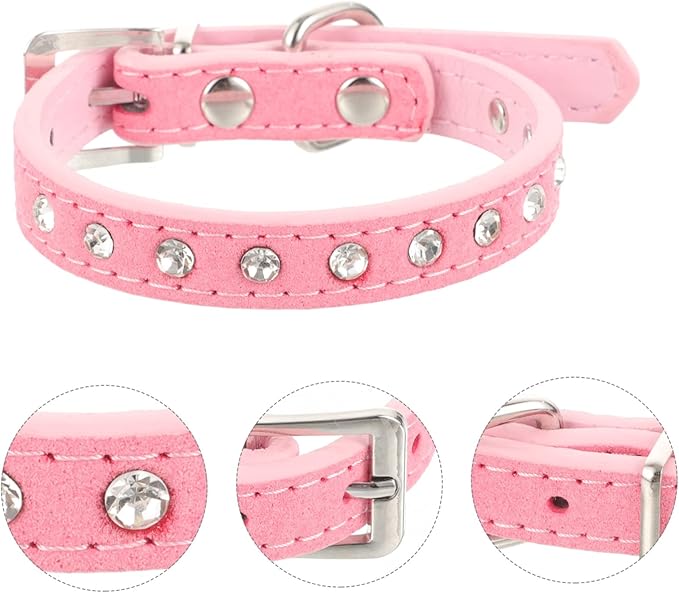 BESPORTBLE Adjustable Rhinestone Pet Dog Collar Pu Leather Neck Accessory for Cats and Dogs for Daily Wear Parties and Special Occasions