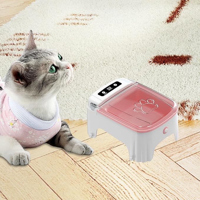 Automatic Timed Pet Feeder with Auto Open Close Lid, Programmable 0-99 Hour Timer, USB Charging for Cats Dogs, 6.50x9.06x4.33inch-