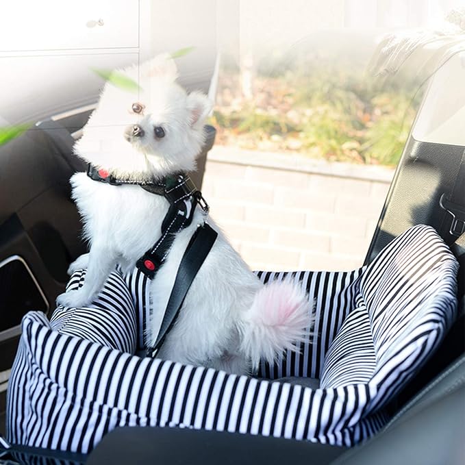 Dog Car Seat, Puppy Booster Seat for Small Medium Dogs Cats,Dog Travel Car Carrier Bed Car Safety Seats with Storage Pocket and Clip-On Safety Leash and Removable Washable Cover
