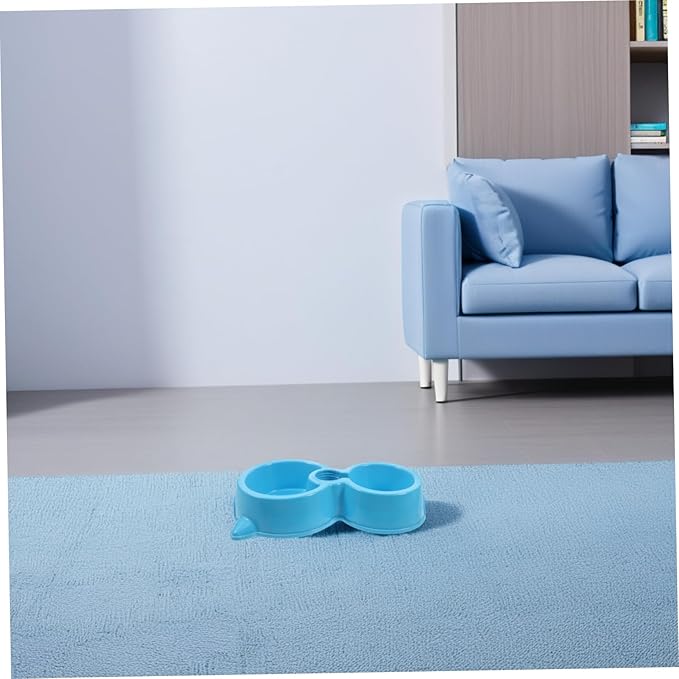 BESTonZON Dual Bowl Plastic Dog Bowls Water Dispenser for Dogs Cats Auto Pet Feeder