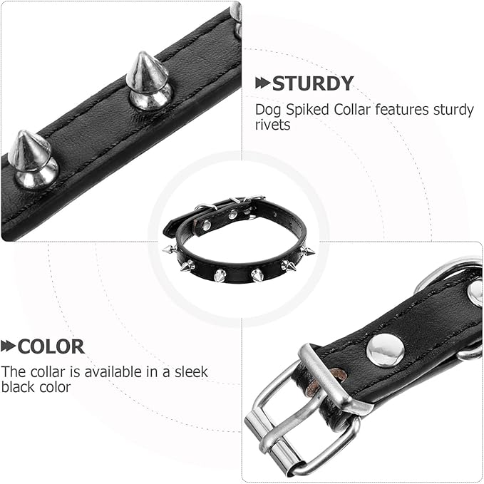Rivet Dog Collar Small Size 1.5cm Pu Leather Puppy Collar with Studs Sturdy Pet Neck Decor for Small Dogs and Cats