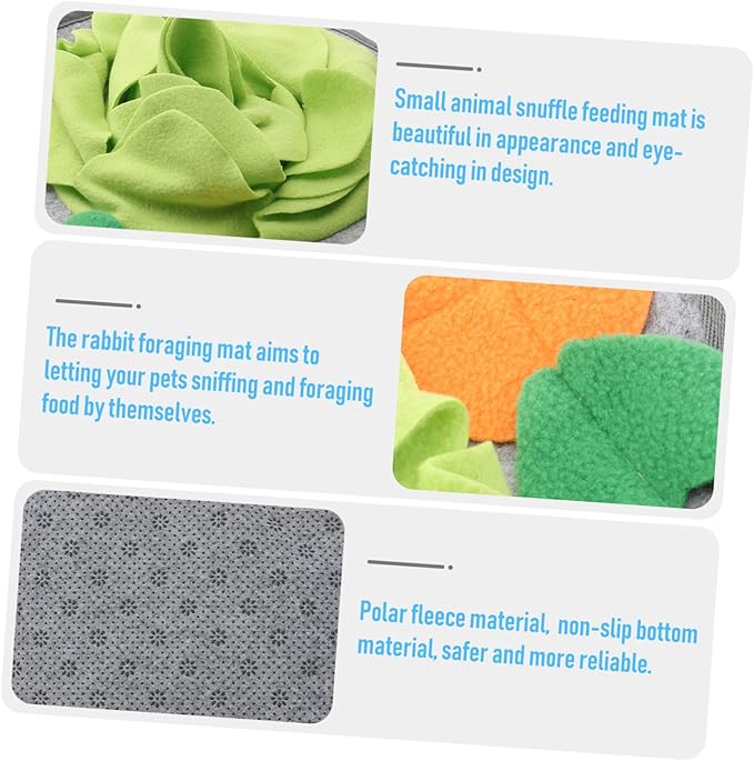 Toyvian Rabbit Foraging Mat Random Pattern Design Slow Feed Snuffle Mat for Rabbits Reduces Anxiety and Encourages Play Bunny Toy for Small Pets