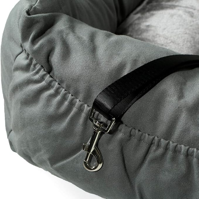 Dog Car Seat Pet Booster Seat Pet Travel Safety Car Seat Dog Bed for Car with Storage Pocket,Clip-On Safety Leash,Removable Cover for Cars, Trucks and Suvs,Gray