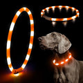 HIGO LED Dog Collar, Rechargeable Light Up Dog Collars, Lightweight Silicone Pet Safety Collar Lights for Night Walking (Orange-Silicone)