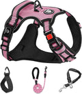 NESTROAD No Pull Dog Harness,Adjustable Oxford Dog Vest Harness with Leash,Reflective No-Choke Pet Harness with Easy Control Soft Handle for Small Dogs(Small,Pink)