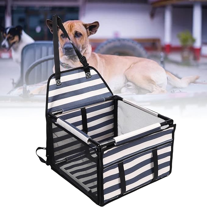 Asixxsix Foldable Dog Car Seat, Waterproofing Oxford Cloth PVC Pet Travel Carrier, Multi Functional Space Saving Foldable Pet Car Seat for Small Dogs Cats