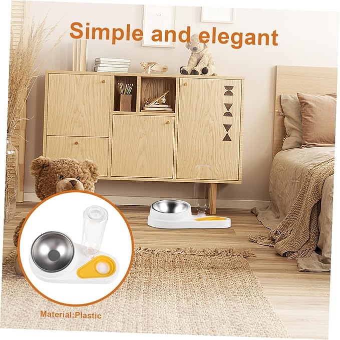 Yardwe Automatic Pet Food and Water Feeder 2-in-1 Detachable Dog Bowl White Self-Dispensing Feeder for Cats and Dogs Household Use