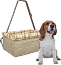 PetSafe Happy Ride Booster Seat for Dogs - Open Road Comfort - Safe Tether System - Zipper Pouch Dog Seat - Machine Washable Fleece Liner - Easy Install Design - Tan - Up to 18 lb