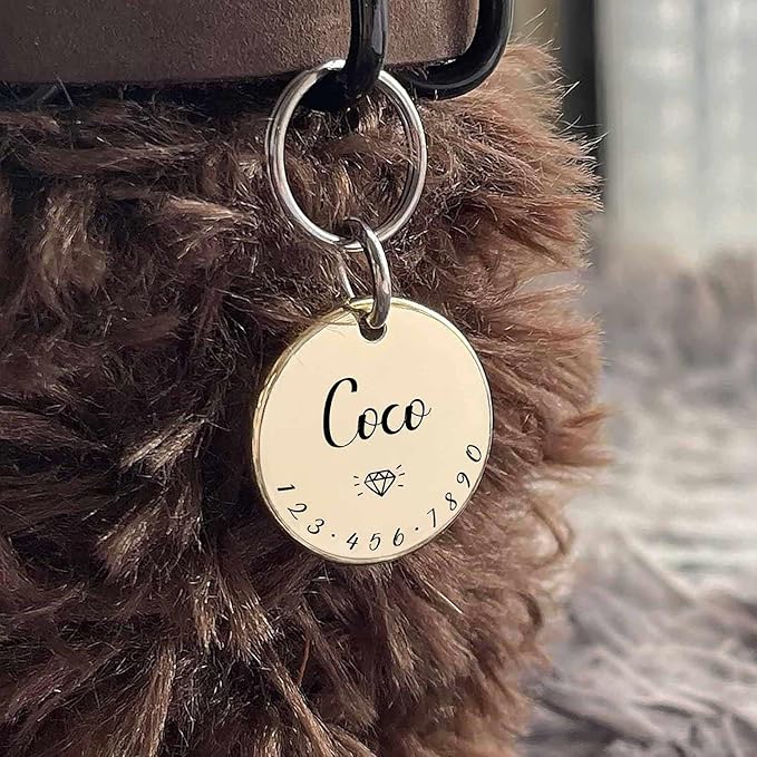 Cats Dogs ID Tags Personalized Lovely Symbols Pets Collar Name Accessories Simple Custom Engraved Supplies for Large Four Legged Child Necklace Chain Anti-Lost Copper Shiny Brass Charm