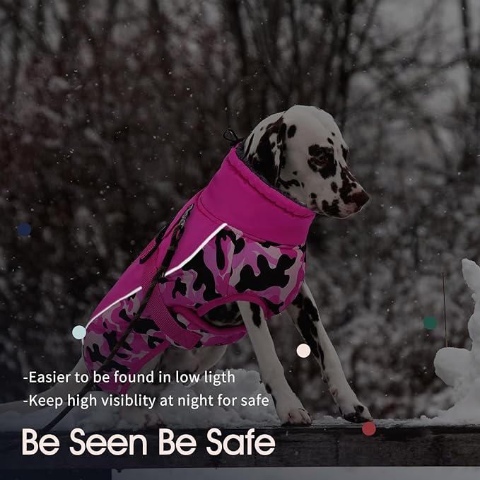 IECOii Extra Warm Dog Coat - Reflective Adjustable Dog Jacket with Buckle Fleece Turtleneck for Cold Weather - Soft Winter Coat for Small, Medium, Extra Large Dogs