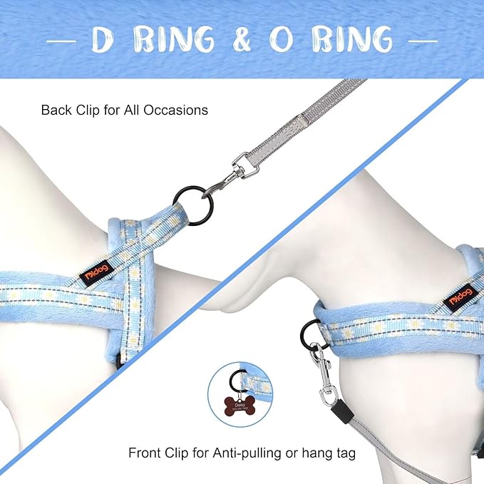 Didog No Pull Dog Harness with Soft Padded, Easy Walk Dog Harness with Quick Release Buckle, Adjustable & Reflective Pet Harness with Soft Padded for Medium Large Dogs (L:Chest 26-33", Blue)
