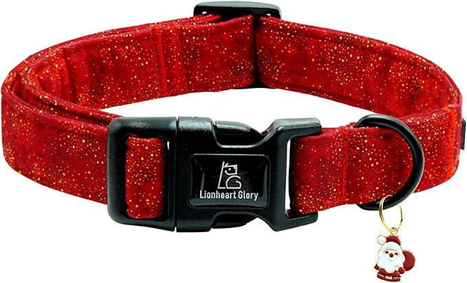 Lionheart glory Christmas Dog Collar, Red Dogs Collar Adjustable Soft Comfortable Collars for Medium Dogs Girl or Boy Pet Gift Fall Cute Collar