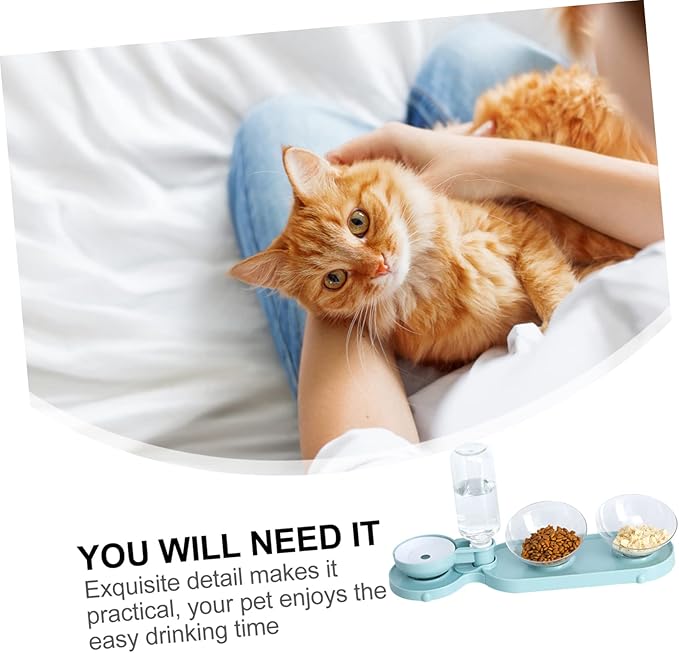 Milisten Cat Slow Feeder Automatic Water Dispenser Tilt Bowl Pet Drinking Bottle Food-Grade