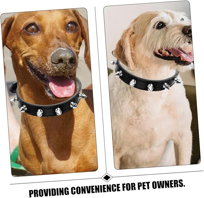 Leather Spiked Dog Collar for Pets Adjustable Studded Pet Collar for Dogs and Cats Wear-Resistant Design and