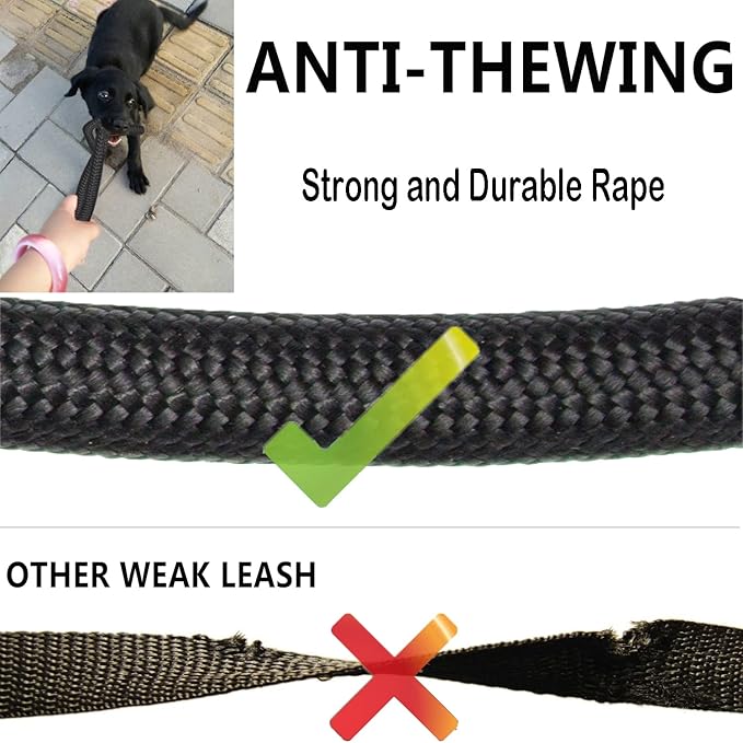 Heavy Duty 3 Dog Leash for Large Dogs No Tangle Detachable 360° Swivel Device with Padded Handle for Two/Three Pets
