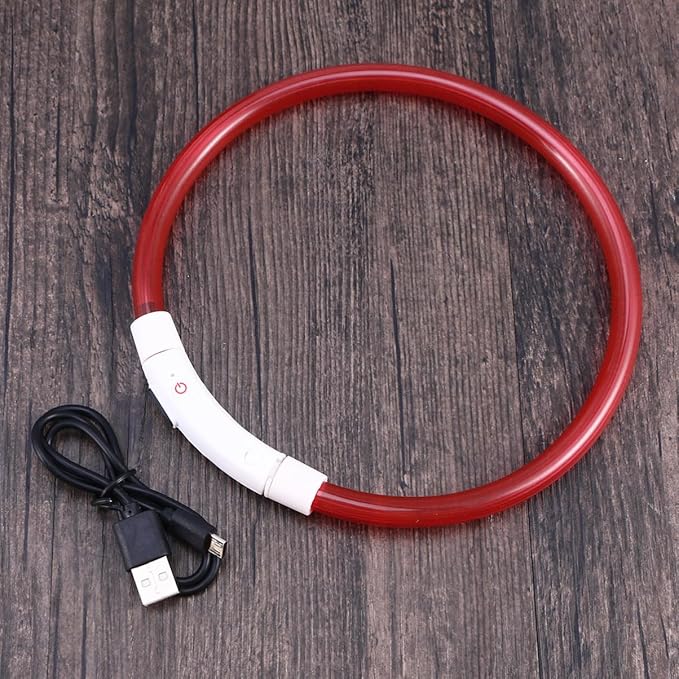 Totority Led Glowing Pet Dog Collar USB Rechargeable -Saving Light for Night Safety for Evening Walks and Outdoor Adventures