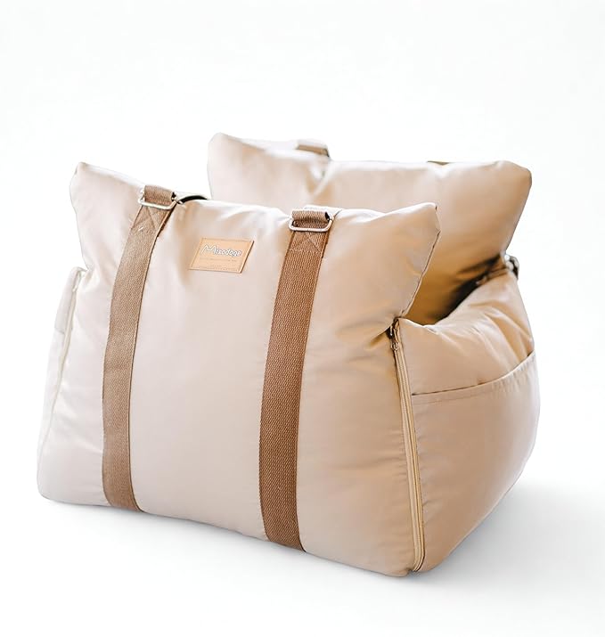 Posh Dog Car Booster Seat for Small Little Dogs, Stylish and Comfortable Design, Small Dog Owner Gift, Travel Bed with Safety Belt, Secure Straps, Perfect for Dogs Under 25 Lbs