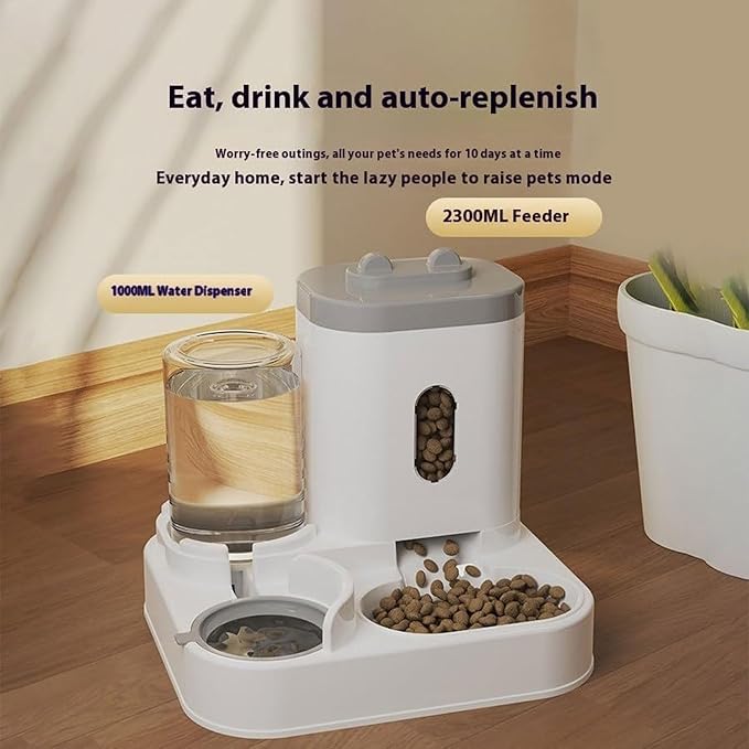 Pet Feeder Fully Automatic Feeder Food and Water Integrated Dispenser 1 L Water Dispenser & 2.3 L Food Storage Bucket Pet Supplies Pets Supplies(Pink)