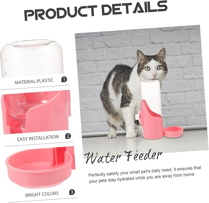 Sosoport Hanging Automatic Pet Water Dispenser Easy Install Dog Cat Waterer Design for Convenient Feeding Prevents Spills and Knockovers for Home Use