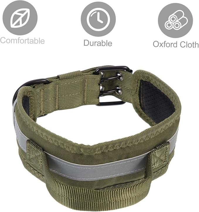 Milisten Adjustable Reflective Dog Collar for Dogs Comfortable Padded Design Buckle for Outdoor Use Heavy-Duty and