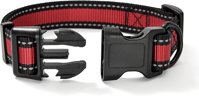 Mile High Life Dog Collar | Nylon Reflective Dog Collars | Light Weight Puppy Collars | Red Dog Collars for Medium Dogs (Red, Medium)