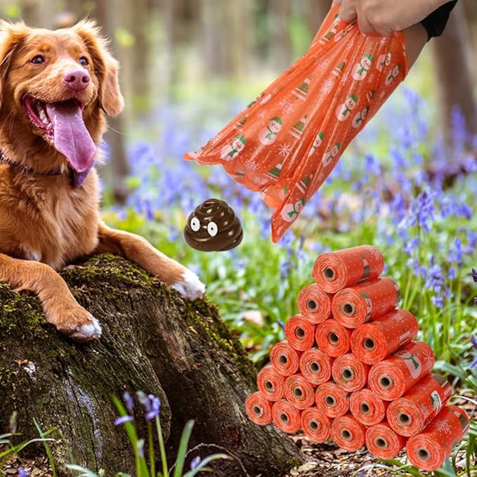Thick & Strong Dog Poop Bags Scented, Large Capacity Leak Proof Tear Resistant Waste Bags, 6 Rolls 90 Bags for Outdoor Walking and Travel Fast Easy Cleanup (orange)