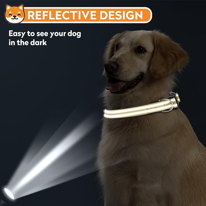 Reflective Dog Collar, Adjustable Soft Neoprene Padded Nylon Pet Collars with Buckle for Puppy and Small Dogs, Cats, Khaki,XS