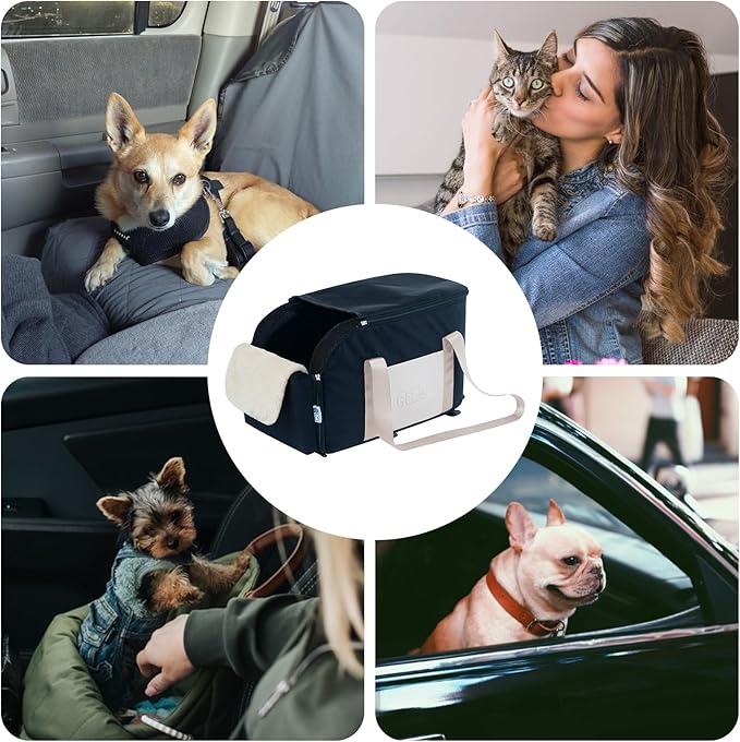 Center Console Dog Car Seat, Cat Car Seat Center Console, Detachable Armrest Non-Slip Car Pet Booster Seatm, Dog Console Car Seat for Traveling Camping Small Dogs Cats Under 15 lbs