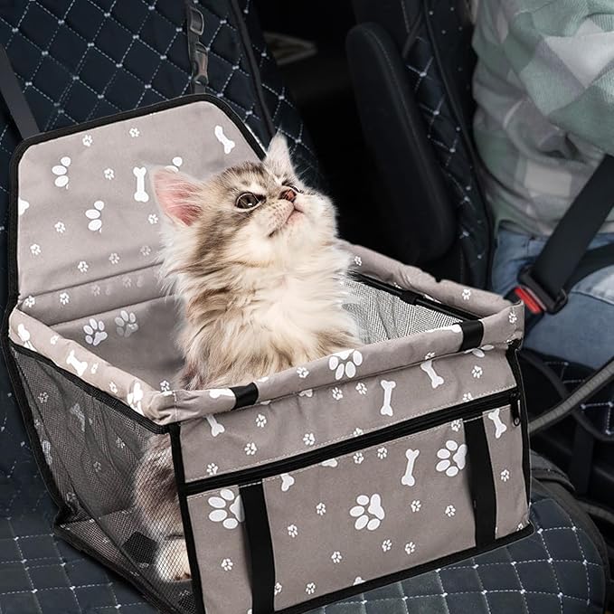 Portable Dog Booster Car Seat, Foldable Puppy Carseat with Storage Pocket, Comfortable Pet Travel Accessory, Durable Safety Carrier Organizer, Versatile Solution for Road Trip Long Driving Vet Visits