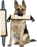 Clysoru Squeaky Tug Toy for Dogs Jute with 2 Strong Handles Lasting Training Equipment Puppy to Large Dog Interactive Toys of War Pull Indestructible Rope Pet Crinkle Teething