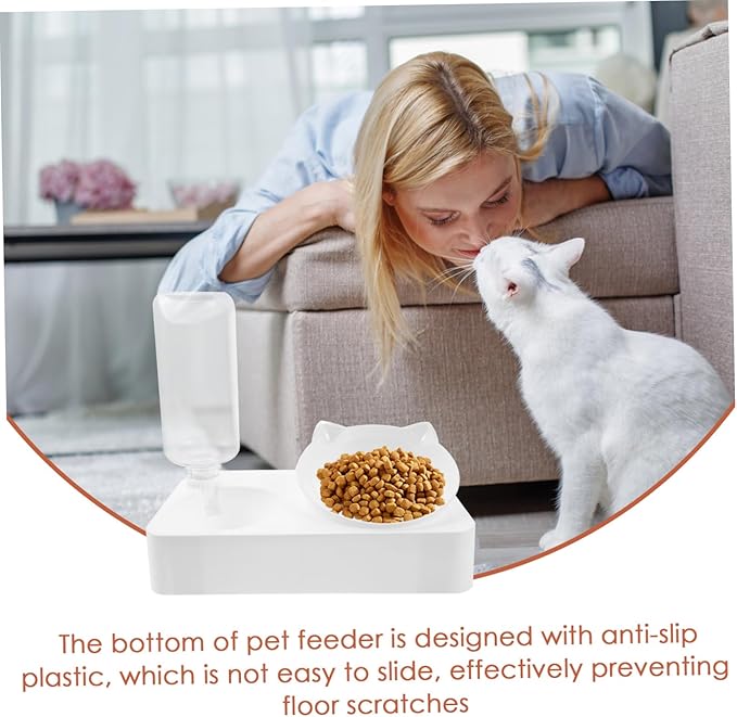 POPETPOP Pet Automatic Water Dispenser with Capacity Tilted Slow Feed Bowl Durable Material for Dogs and Cats Easy to Clean Waterer