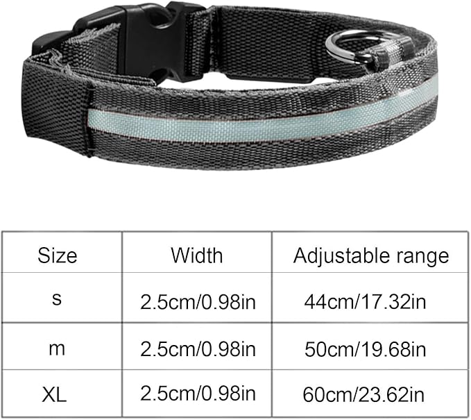Pet Collar, Dog Training Collar with Night Visibility, 3 Flashing Modes, Rainproof Rechargeable Pet Collar, 500mah Battery, Adjustable Dog Light Collar, Waterproof Dog Collar for Large Dogs
