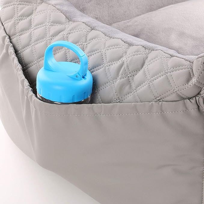 Dog Car Seat Puppy Booster Seat Detachable Non-Slip Dog Travel Car Carrier Bed Safety Seats with Storage Pocket and Clip-On Safety Leash with Removable Washable Cover for Small Dogs Or Cats