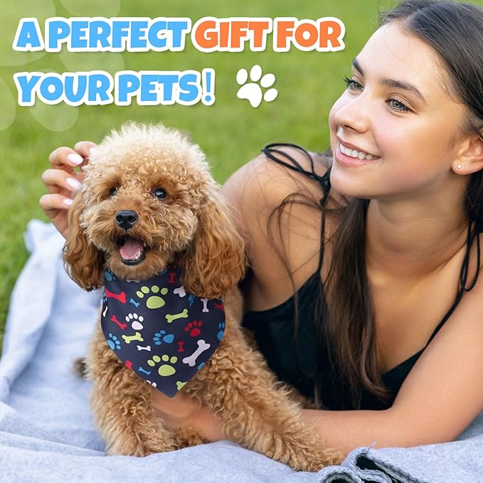 Reginary 120 Pcs Paw Print and Heart Dog Bandanas Bulk Dog Bows Set Bow Ties Cat Scarf Colorful Washable Triangle Pet Kerchief Cute Bib for Summer Small Medium Large Pets Grooming Accessories Costume