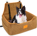 Dog Car Seat for Large/Medium Dogs, Booster Bed Under 55Lbs or 2 Small Dogs, Detachable and Washable Travel Pet Seat with Thick Cushion and Storage Pockets (Brown)