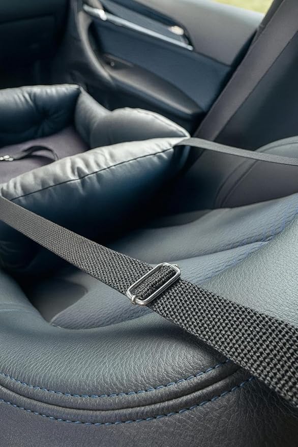Dog Car Seat for Small Dogs, Travel Booster Bed with Safety Belt, Eco Leather Pet Seat, Black